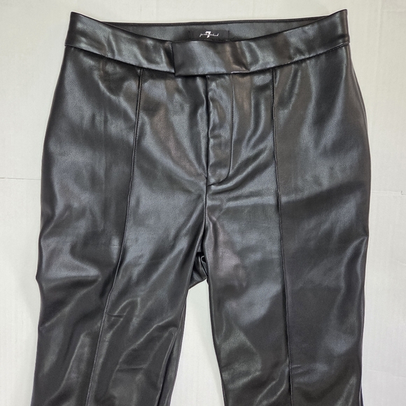 7 For All Mankind Womens Faux Leather High-Rise Pintuck Flare Pants Size M Black - Picture 4 of 12